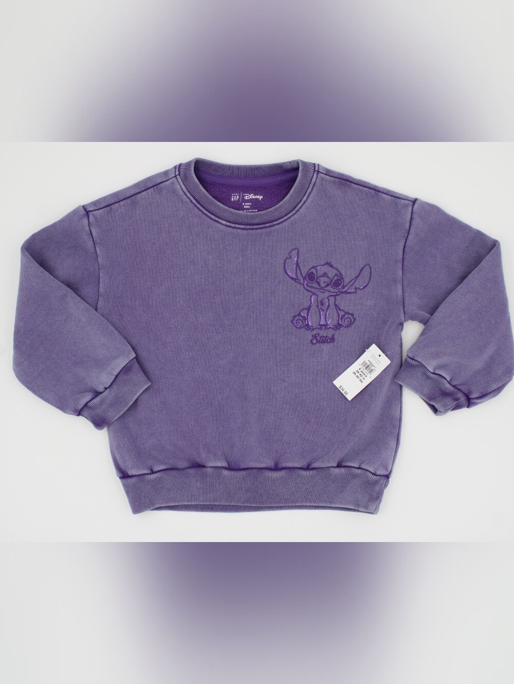 babyGap Disney Stitch VintageSoft Sweatshirt Purple 4T NWT